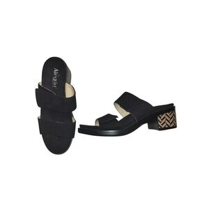 Alegria Tia 601 Black Slide Sandals Adjustable Straps Chevron Block Heel Size 40